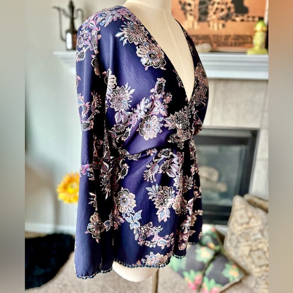 Lord & Taylor Floral Bell Sleeve Romper - Picture 1 of 5